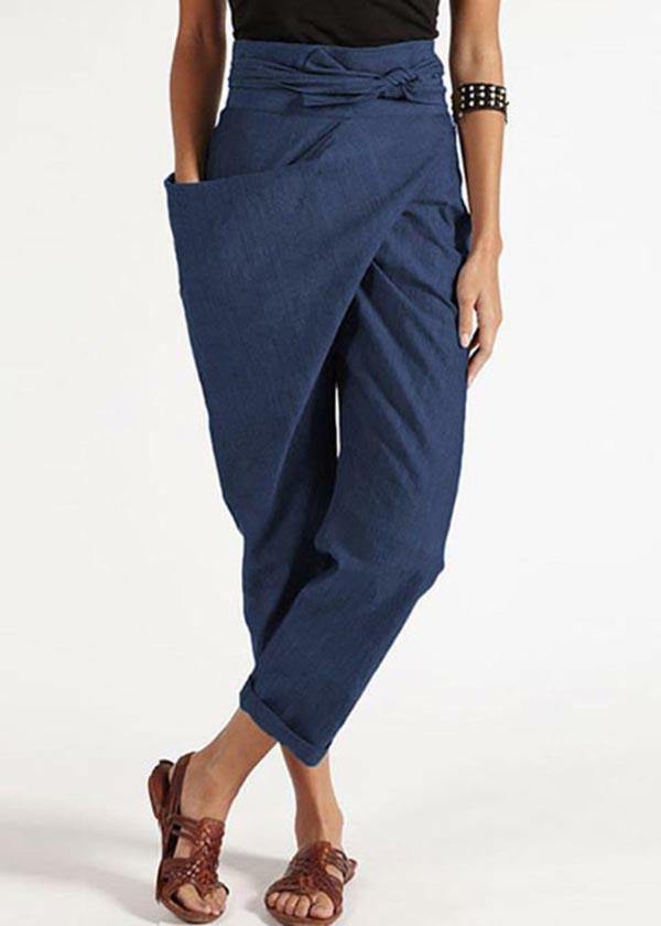 Handmade Grey Asymmetrical High Waist Cotton Harem Pants - Y2K Summer Grunge 90s Fashion