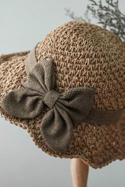 Handmade Khaki Bow Straw Woven Bucket Hat - Y2K Summer, 90s Grunge, Retro Fashion Accessory