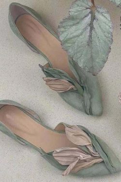 Handmade Pink Satin Flower Pointed Toe Flats - Y2K & 90s Grunge Summer Fashion Shoes