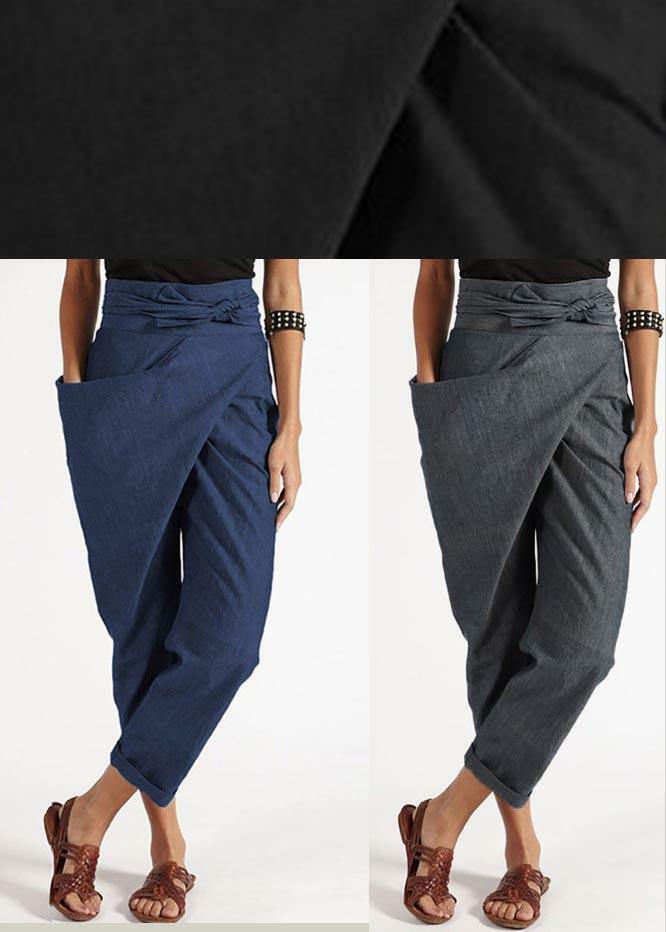 Handmade Red Asymmetrical High Waist Cotton Harem Pants - Y2K Summer Grunge 90s Fashion