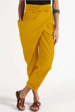 Handmade Red Asymmetrical High Waist Cotton Harem Pants - Y2K Summer Grunge 90s Fashion
