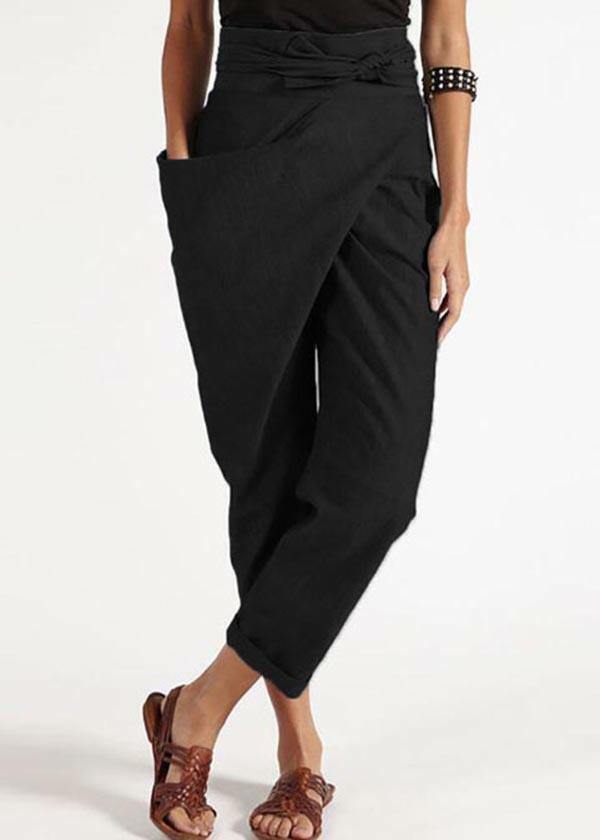Handmade Red Asymmetrical High Waist Cotton Harem Pants - Y2K Summer Grunge 90s Fashion