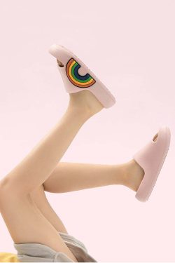 Happy Rainbows Summer EVA Slippers - Y2K Grunge 90s Retro Style for Women
