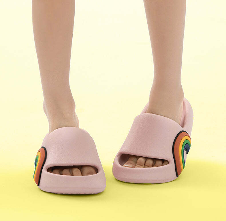 Happy Rainbows Summer EVA Slippers - Y2K Grunge 90s Retro Style for Women