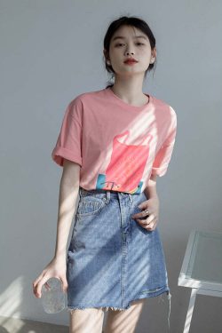 Happy Shopper Retro Loose Graphic T-Shirt - Y2K Summer, 90s Grunge, Pastel Goth, Y2K Club Outfits