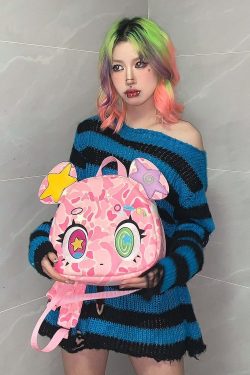 Harajuku Pink Bear Backpack - Y2K Grunge, 90s Retro, Pastel Goth, Y2K Summer & Party Outfits