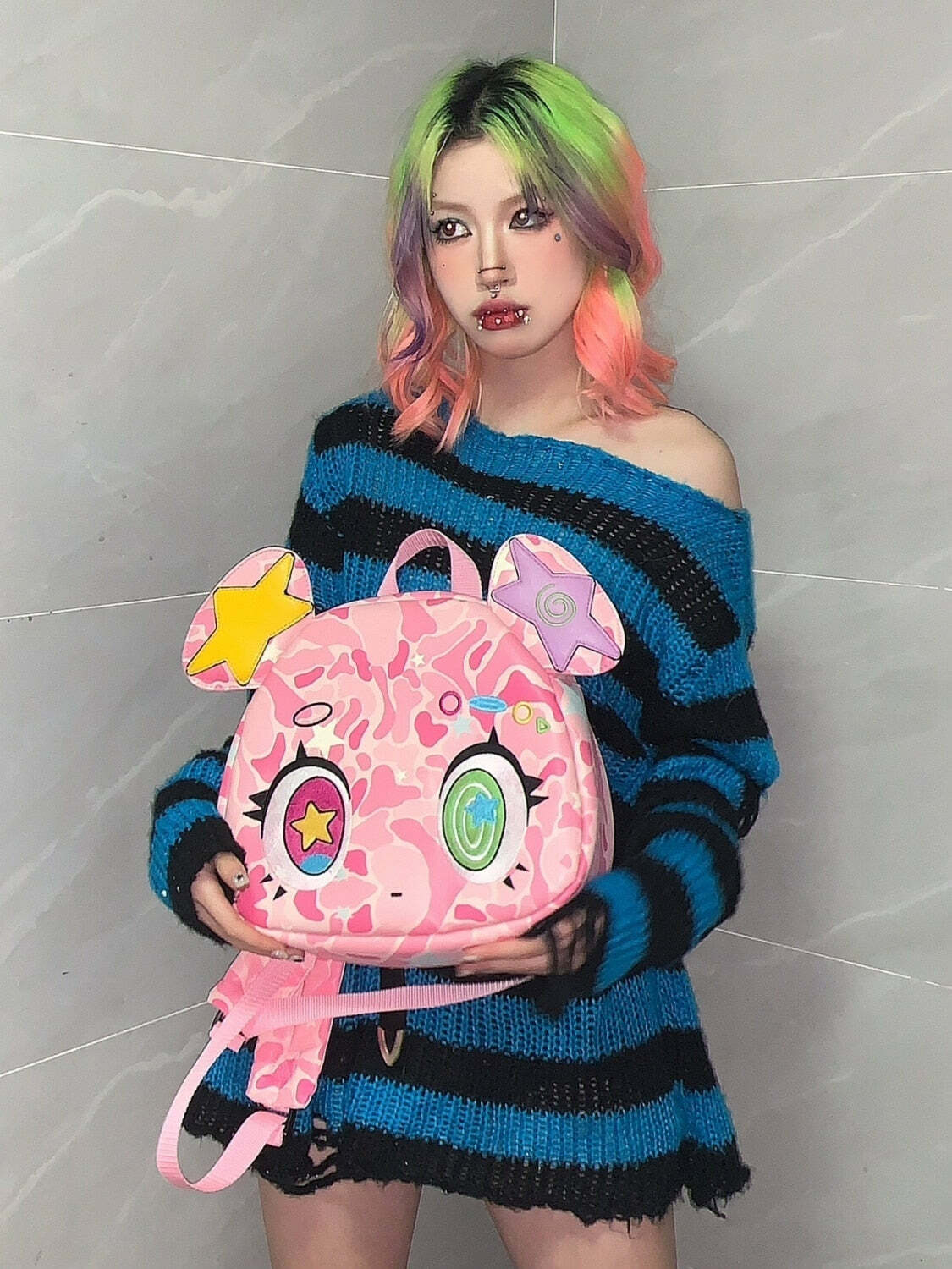Harajuku Pink Bear Backpack - Y2K Grunge, 90s Retro, Pastel Goth, Y2K Summer & Party Outfits