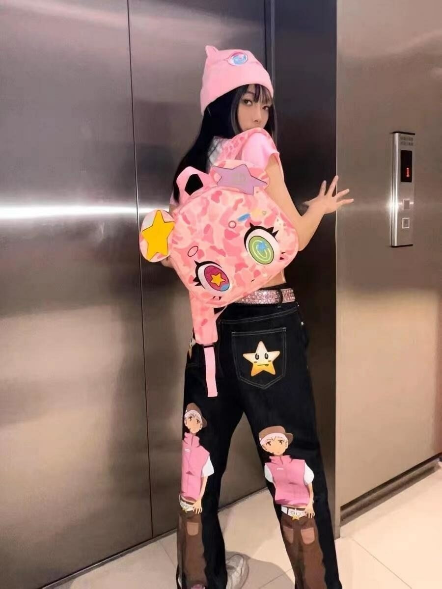 Harajuku Pink Bear Backpack - Y2K Grunge, 90s Retro, Pastel Goth, Y2K Summer & Party Outfits
