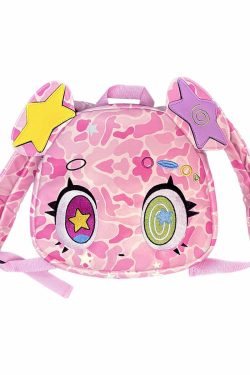 Harajuku Pink Bear Backpack - Y2K Grunge, 90s Retro, Pastel Goth, Y2K Summer & Party Outfits