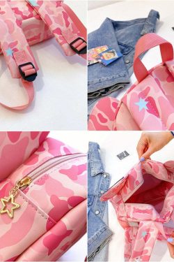 Harajuku Pink Bear Backpack - Y2K Grunge, 90s Retro, Pastel Goth, Y2K Summer & Party Outfits
