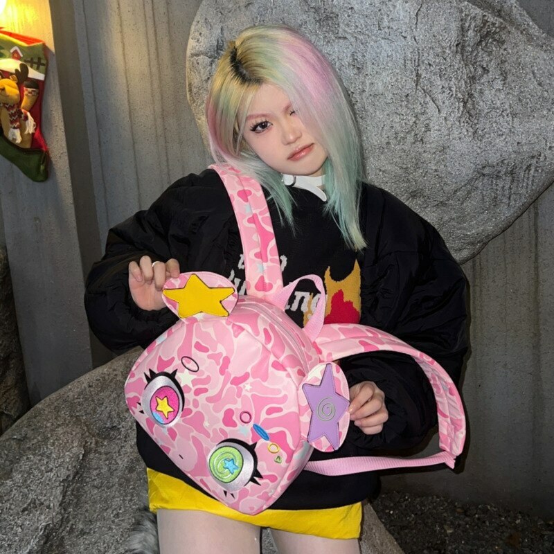 Harajuku Pink Bear Backpack - Y2K Grunge, 90s Retro, Pastel Goth, Y2K Summer & Party Outfits