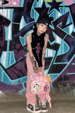Harajuku Pink Bear Backpack - Y2K Grunge, 90s Retro, Pastel Goth, Y2K Summer & Party Outfits