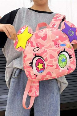 Harajuku Pink Bear Backpack - Y2K Grunge, 90s Retro, Pastel Goth, Y2K Summer & Party Outfits