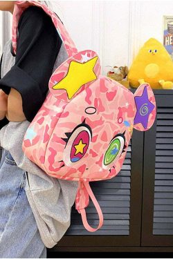 Harajuku Pink Bear Backpack - Y2K Grunge, 90s Retro, Pastel Goth, Y2K Summer & Party Outfits