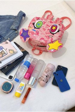 Harajuku Pink Bear Backpack - Y2K Grunge, 90s Retro, Pastel Goth, Y2K Summer & Party Outfits