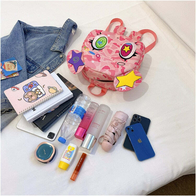 Harajuku Pink Bear Backpack - Y2K Grunge, 90s Retro, Pastel Goth, Y2K Summer & Party Outfits