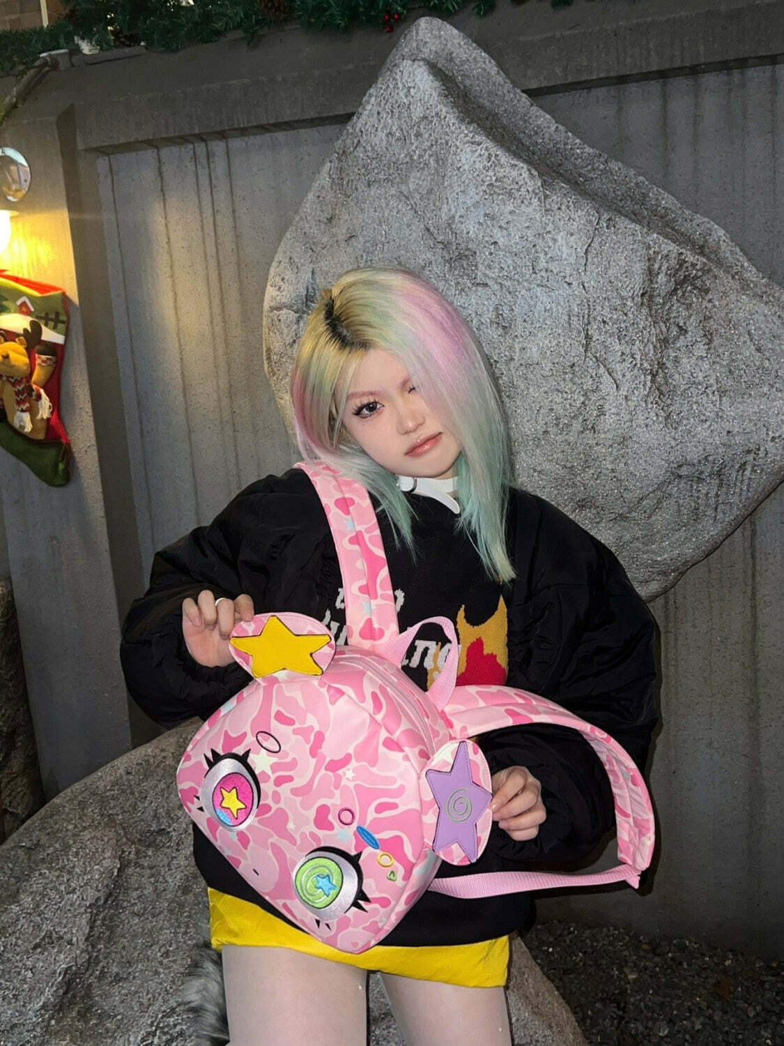 Harajuku Pink Bear Backpack - Y2K Grunge, 90s Retro, Pastel Goth, Y2K Summer & Party Outfits