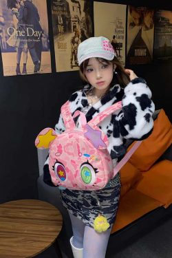 Harajuku Pink Bear Backpack - Y2K Grunge, 90s Retro, Pastel Goth, Y2K Summer & Party Outfits