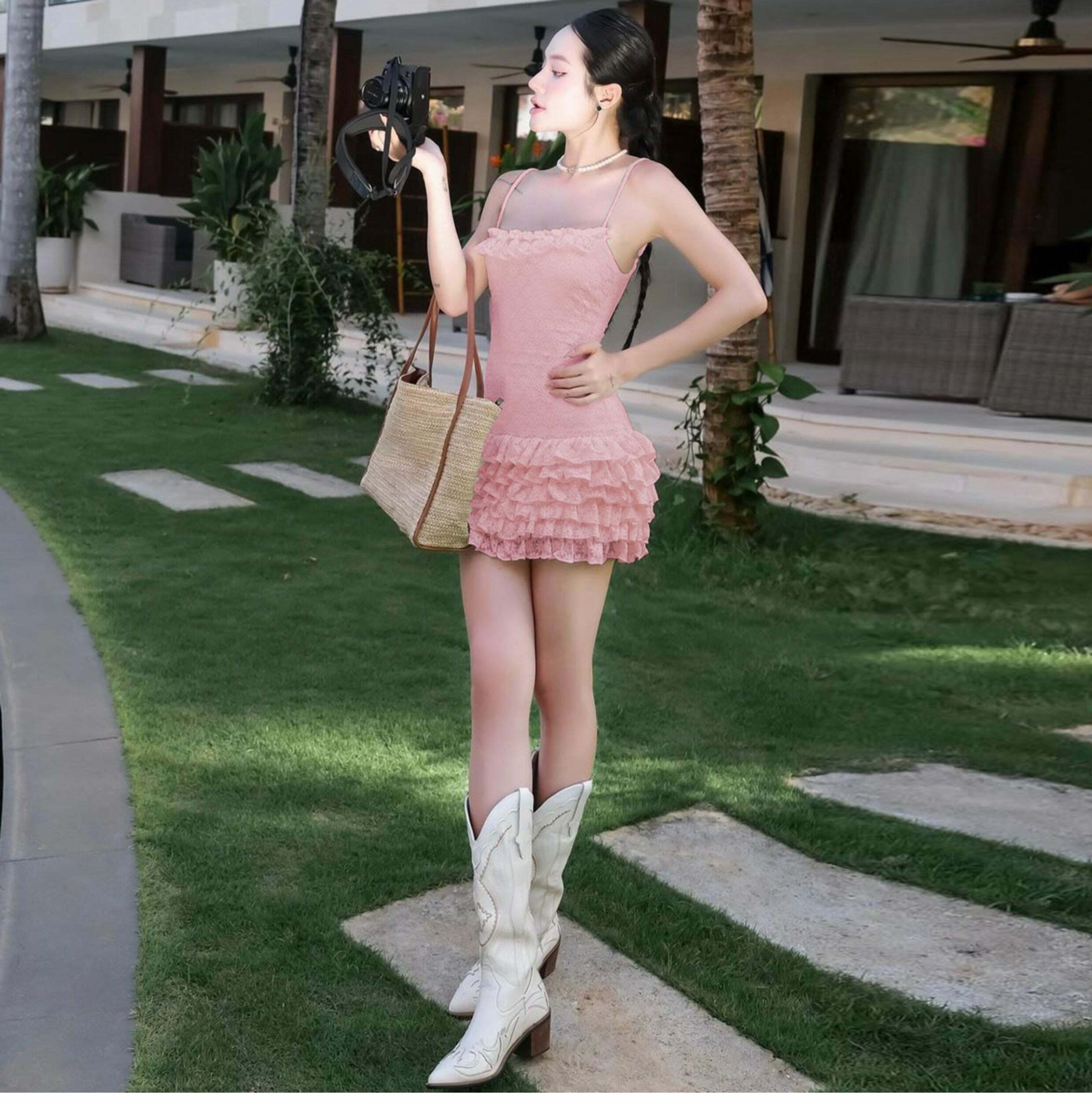 Harlynn Ruffle Lace Mini Dress - Y2K Summer, 90s Fashion, Grunge, Retro, Pastel Goth, Party Outfit