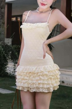 Harlynn Ruffle Lace Mini Dress - Y2K Summer, 90s Fashion, Grunge, Retro, Pastel Goth, Party Outfit