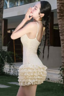 Harlynn Ruffle Lace Mini Dress - Y2K Summer, 90s Fashion, Grunge, Retro, Pastel Goth, Party Outfit