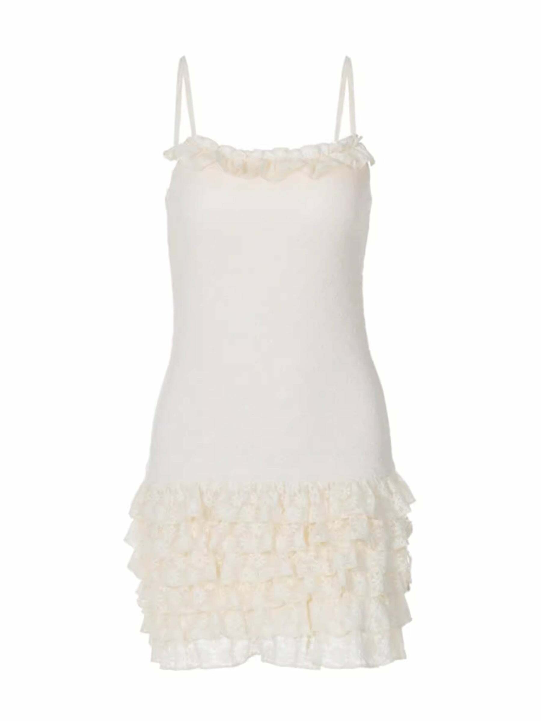 Harlynn Ruffle Lace Mini Dress - Y2K Summer, 90s Fashion, Grunge, Retro, Pastel Goth, Party Outfit