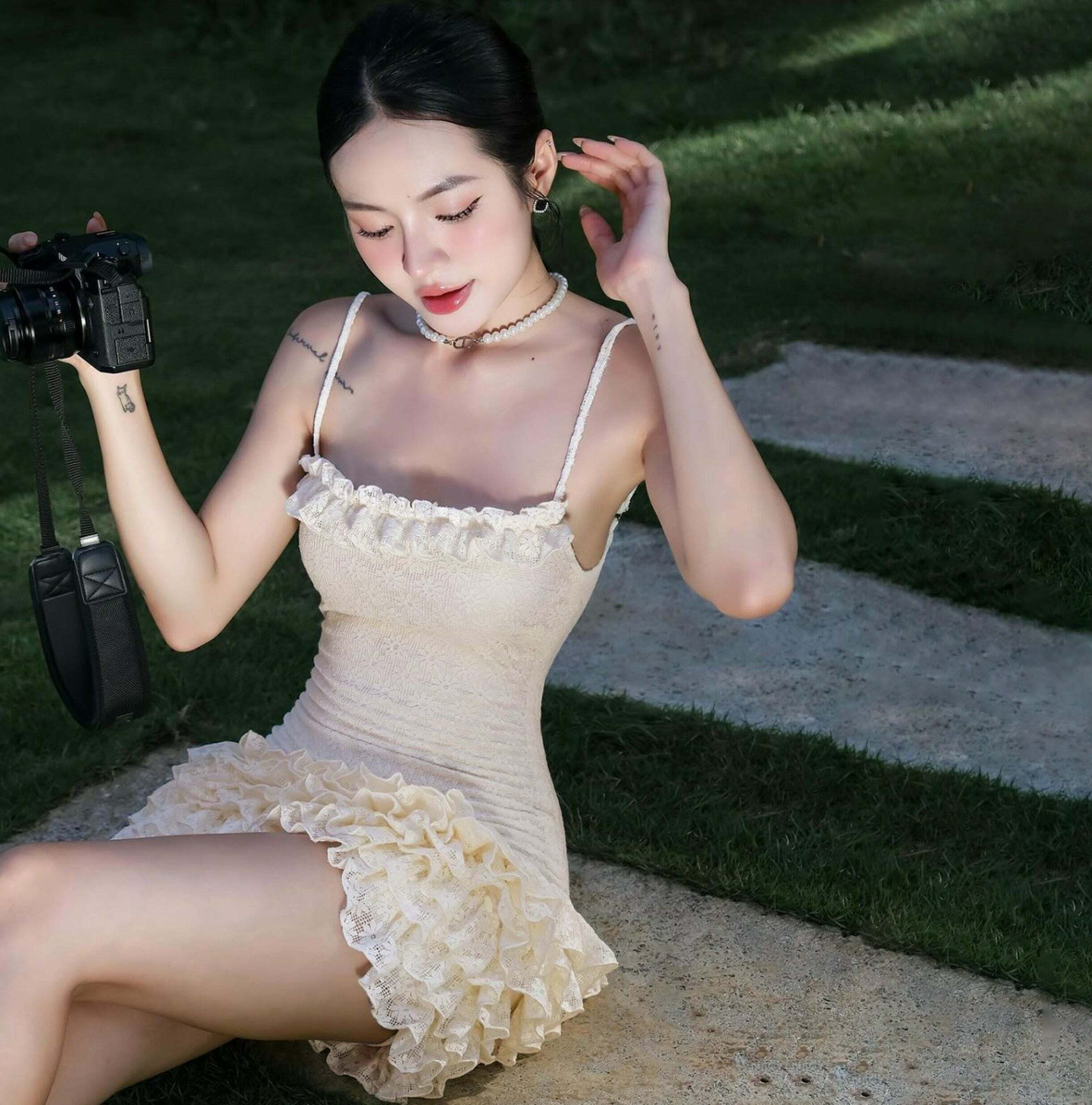 Harlynn Ruffle Lace Mini Dress - Y2K Summer, 90s Fashion, Grunge, Retro, Pastel Goth, Party Outfit