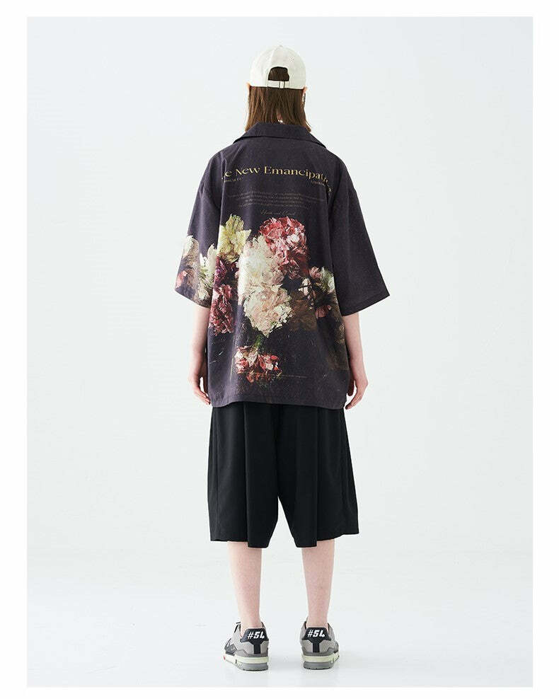 HARSH and CRUEL 'Baroque' Button-Up - Y2K Summer Grunge, 90s Fashion, Retro Goth, Y2K