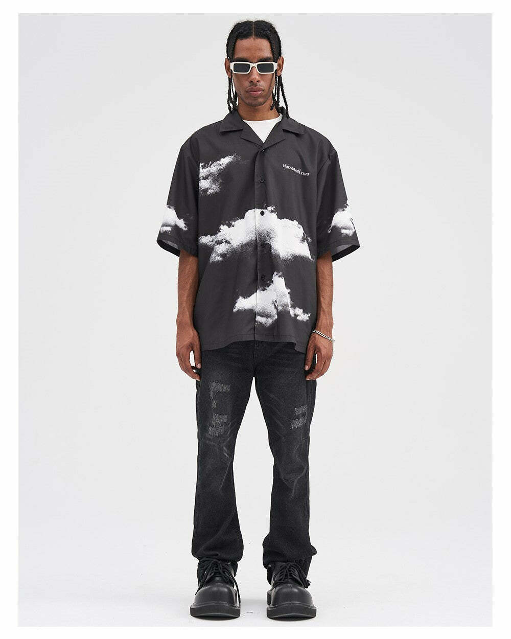 HARSH and CRUEL 'Cloud Nine' Button-Up - Y2K Summer Grunge, 90s Fashion, Retro Y2K Outfits