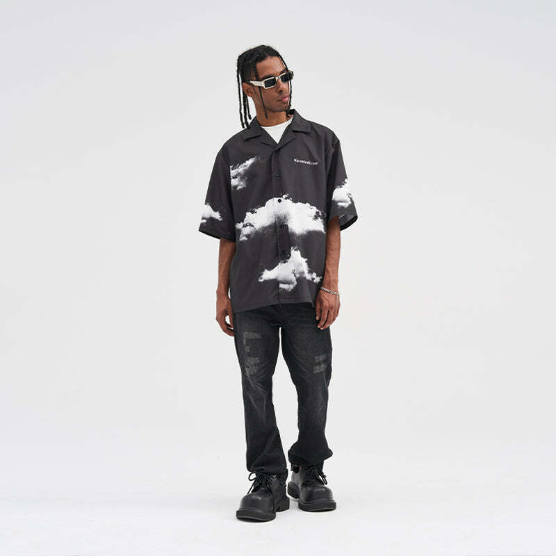 HARSH and CRUEL 'Cloud Nine' Button-Up - Y2K Summer Grunge, 90s Fashion, Retro Y2K Outfits