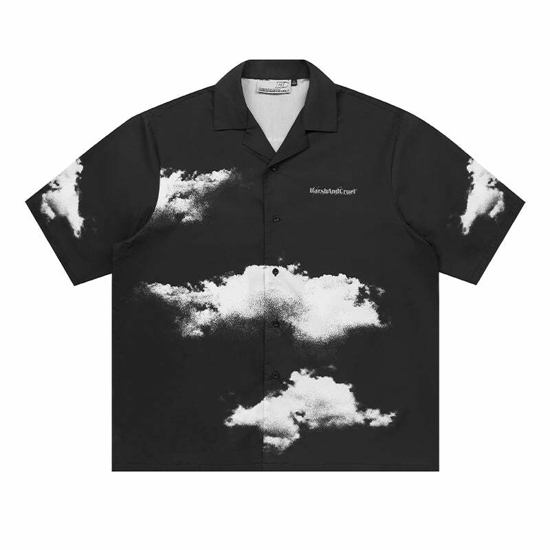 HARSH and CRUEL 'Cloud Nine' Button-Up - Y2K Summer Grunge, 90s Fashion, Retro Y2K Outfits