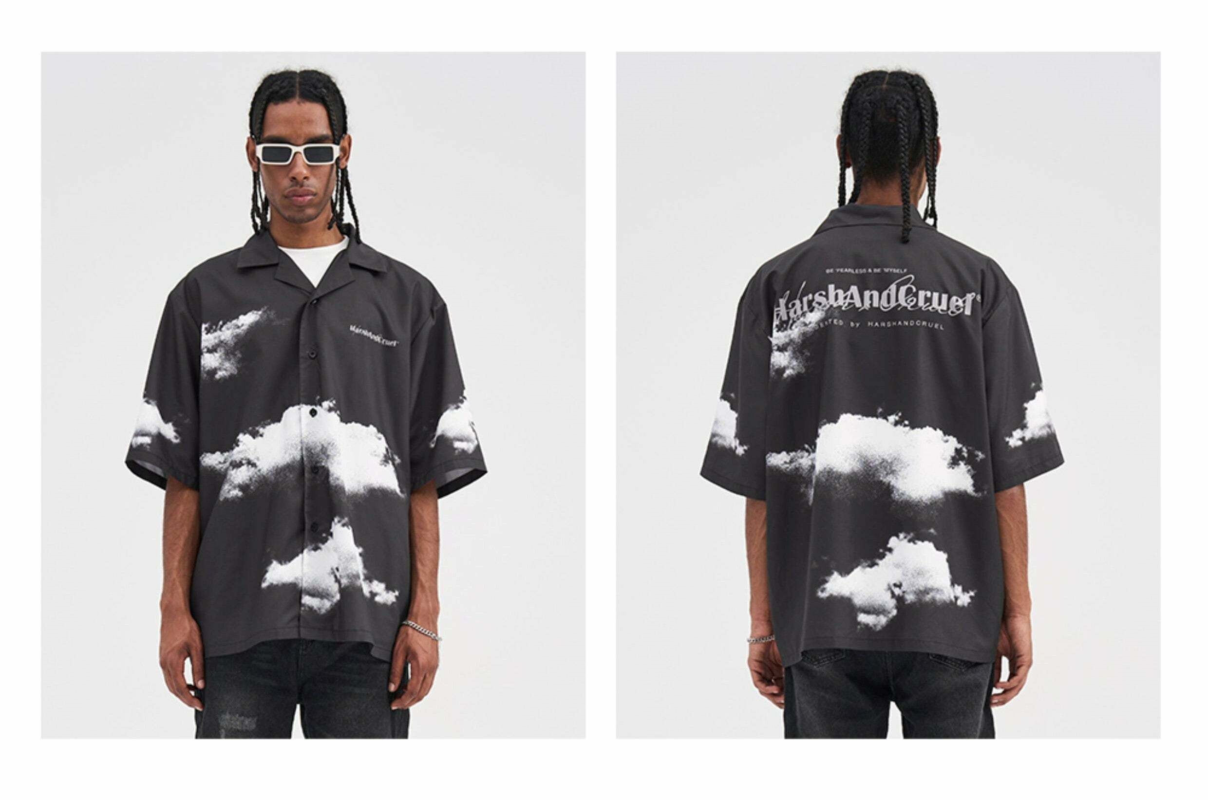 HARSH and CRUEL 'Cloud Nine' Button-Up - Y2K Summer Grunge, 90s Fashion, Retro Y2K Outfits