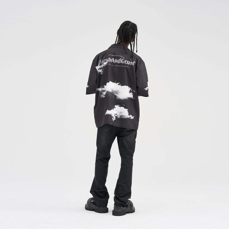HARSH and CRUEL 'Cloud Nine' Button-Up - Y2K Summer Grunge, 90s Fashion, Retro Y2K Outfits