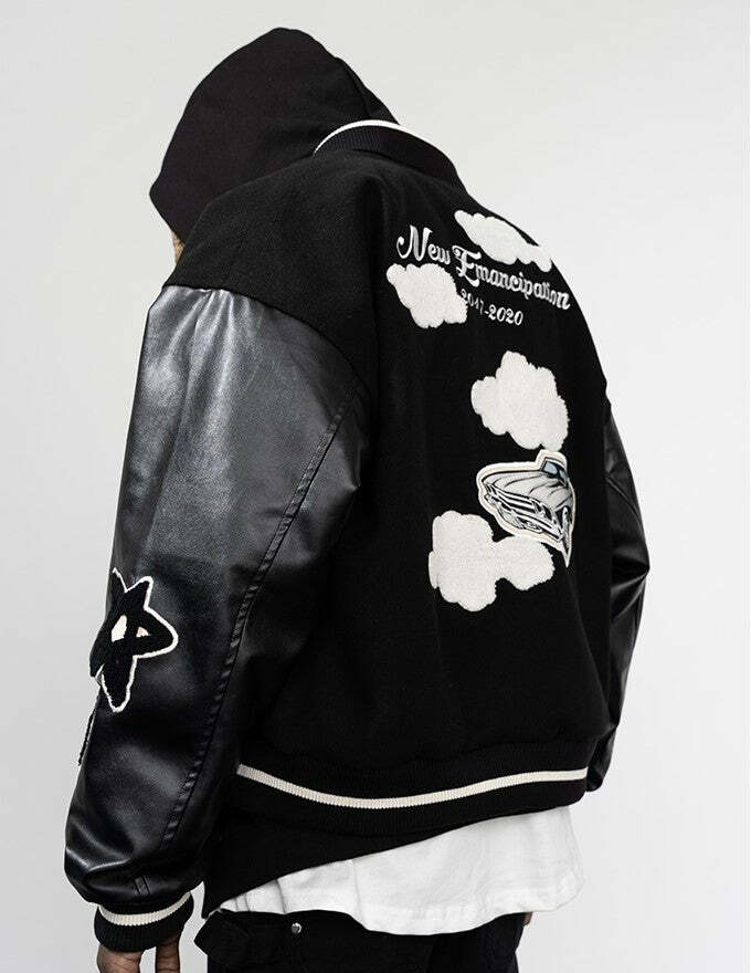 HARSH and CRUEL 'Clouded' Varsity Jacket - Y2K Grunge, 90s Fashion, Retro Style, Y2K