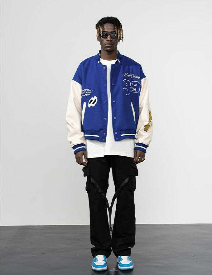 HARSH and CRUEL 'Clouded' Varsity Jacket - Y2K Grunge, 90s Fashion, Retro Style, Y2K