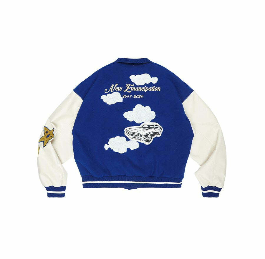 HARSH and CRUEL 'Clouded' Varsity Jacket - Y2K Grunge, 90s Fashion, Retro Style, Y2K