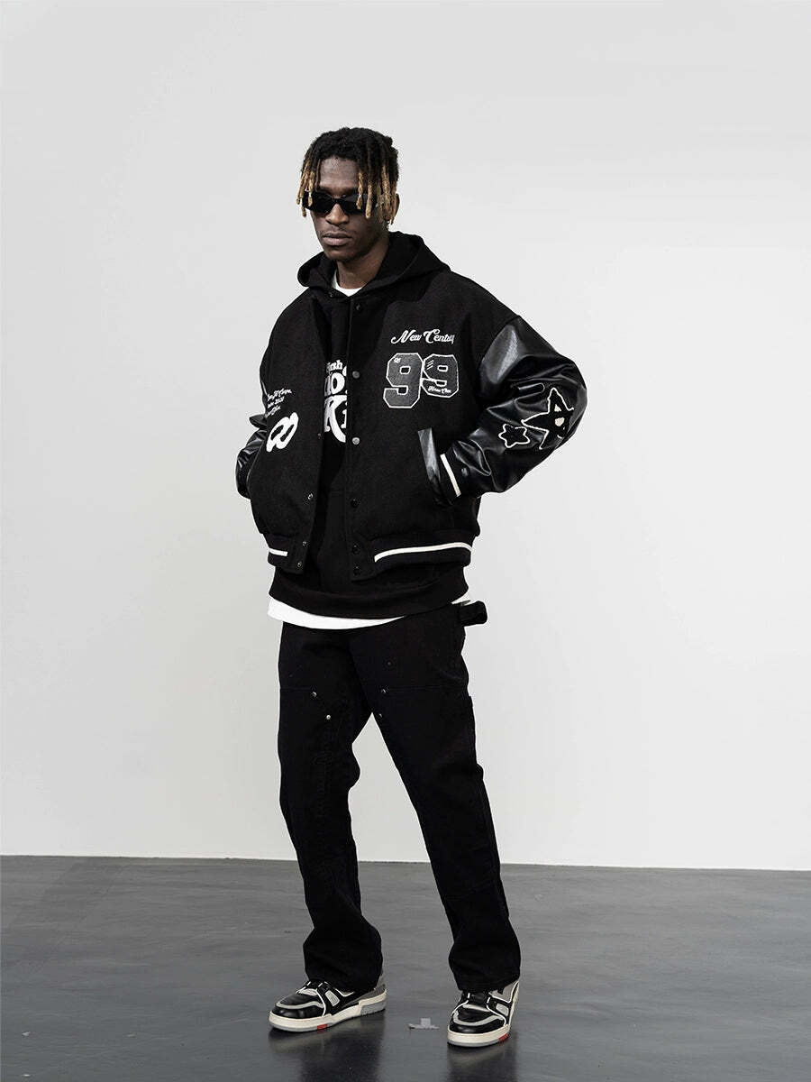 HARSH and CRUEL 'Clouded' Varsity Jacket - Y2K Grunge, 90s Fashion, Retro Style, Y2K