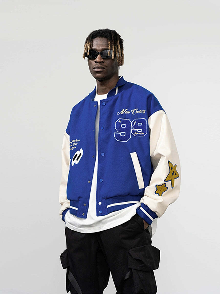 HARSH and CRUEL 'Clouded' Varsity Jacket - Y2K Grunge, 90s Fashion, Retro Style, Y2K