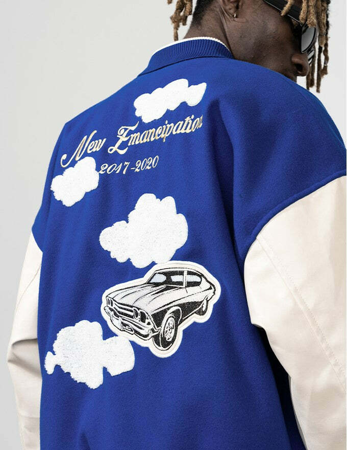 HARSH and CRUEL 'Clouded' Varsity Jacket - Y2K Grunge, 90s Fashion, Retro Style, Y2K