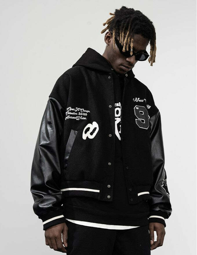 HARSH and CRUEL 'Clouded' Varsity Jacket - Y2K Grunge, 90s Fashion, Retro Style, Y2K