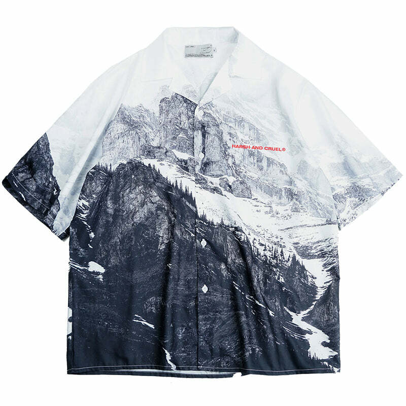 HARSH and CRUEL 'Mt. Everest' Button-Up - Y2K Summer Grunge 90s Fashion Retro Style Top