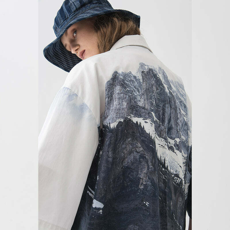 HARSH and CRUEL 'Mt. Everest' Button-Up - Y2K Summer Grunge 90s Fashion Retro Style Top