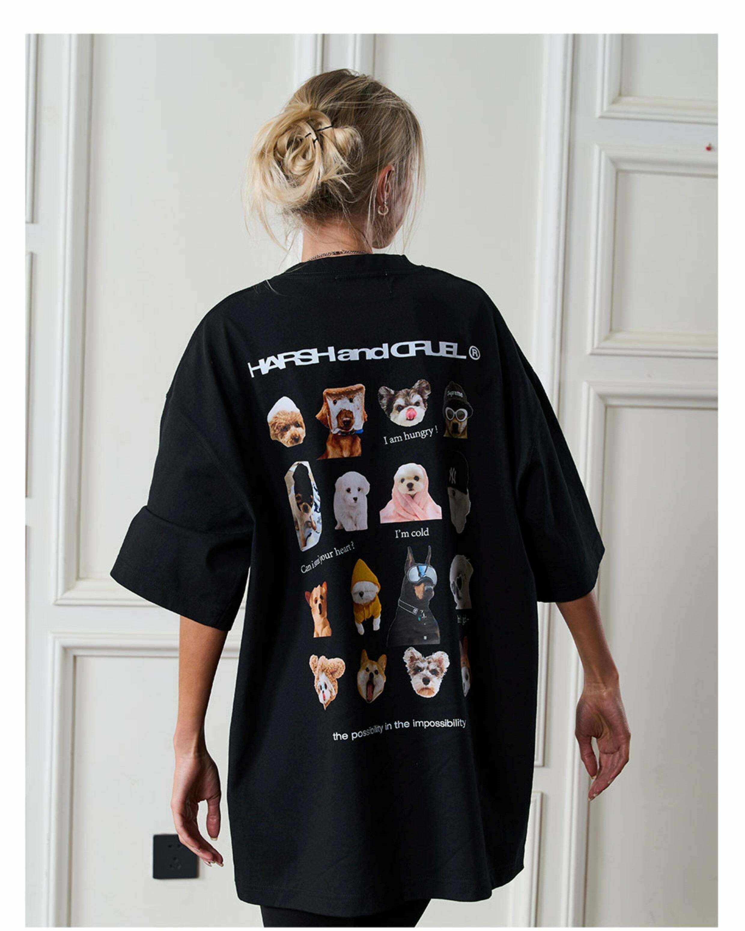 HARSH and CRUEL 'Pup' Tee - Y2K Summer Grunge, 90s Retro, Gothic Y2K, Baby Te