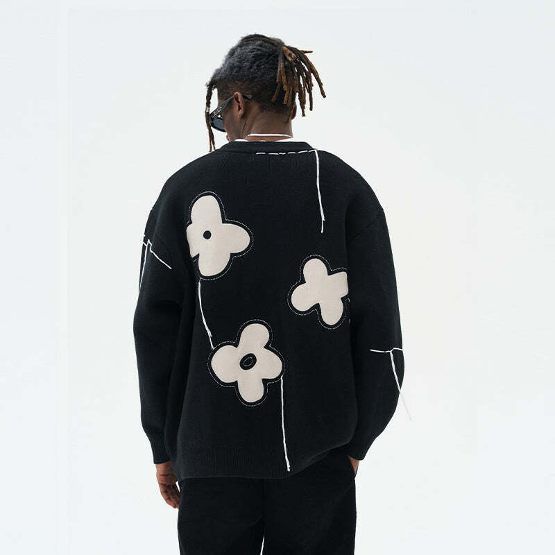 HARSH and CRUEL 'Solitary Flower' Tassel Knit Cardigan - Y2K Grunge, 90s Retro, Summer Outfits