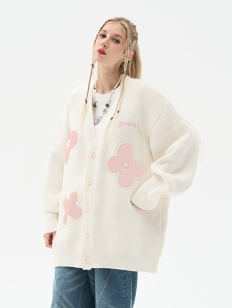 HARSH and CRUEL 'Solitary Flower' Tassel Knit Cardigan - Y2K Grunge, 90s Retro, Summer Outfits