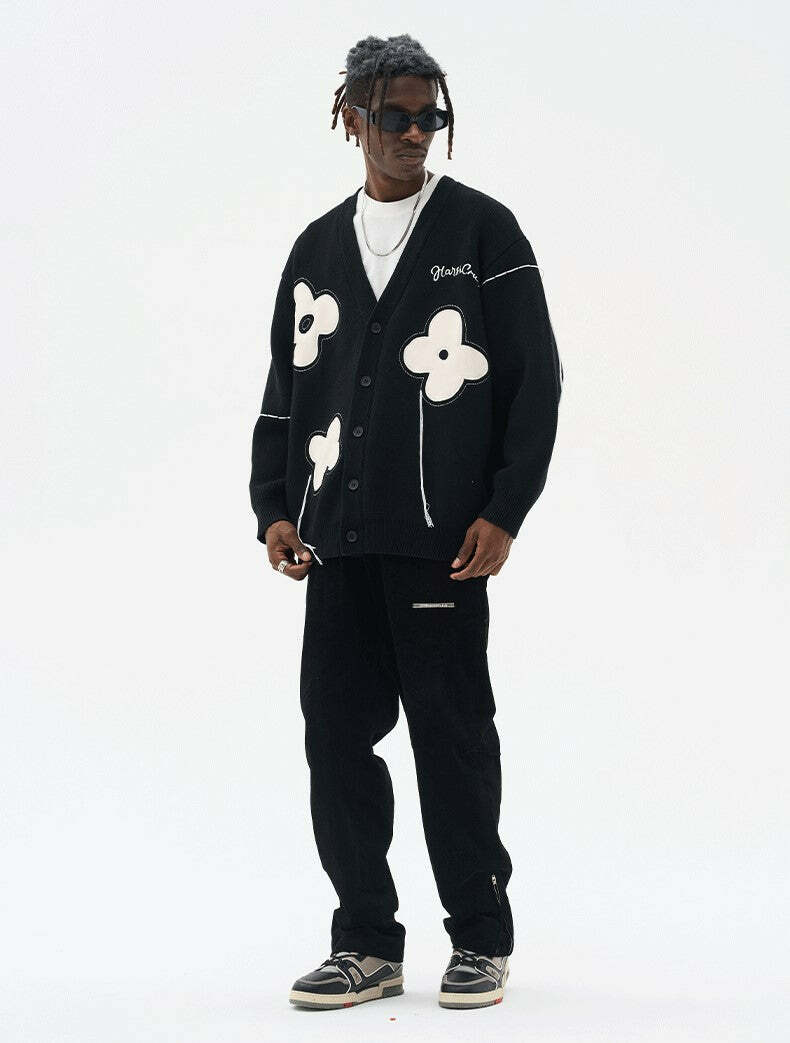 HARSH and CRUEL 'Solitary Flower' Tassel Knit Cardigan - Y2K Grunge, 90s Retro, Summer Outfits