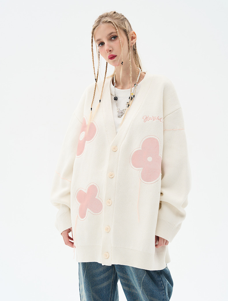 HARSH and CRUEL 'Solitary Flower' Tassel Knit Cardigan - Y2K Grunge, 90s Retro, Summer Outfits
