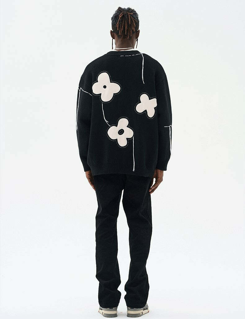 HARSH and CRUEL 'Solitary Flower' Tassel Knit Cardigan - Y2K Grunge, 90s Retro, Summer Outfits