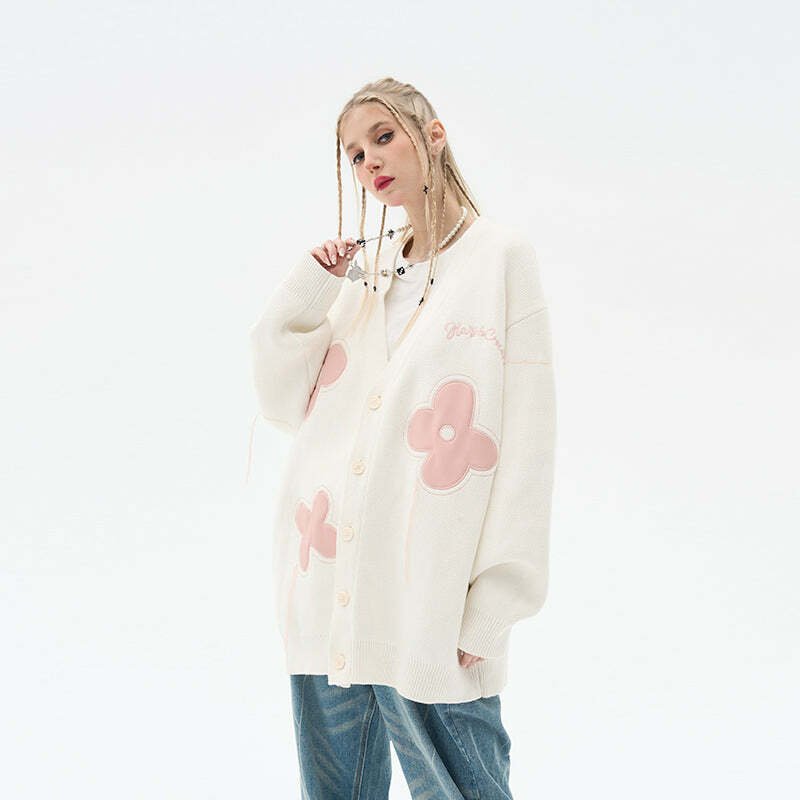 HARSH and CRUEL 'Solitary Flower' Tassel Knit Cardigan - Y2K Grunge, 90s Retro, Summer Outfits