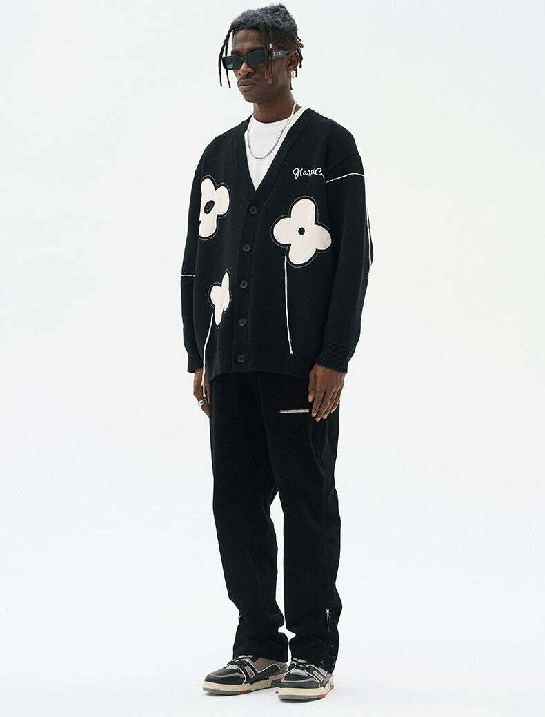 HARSH and CRUEL 'Solitary Flower' Tassel Knit Cardigan - Y2K Grunge, 90s Retro, Summer Outfits
